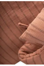 Müslin Bebek Yatak Koruma Yastık Seti (Yıkanmıştır) 32X180 cm +/- 2 cm A Kahve Çizgili