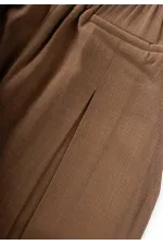 Pantalon en lin à plis plats, jambes et taille fermées, 2-7 ans, couleur caramel