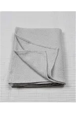 Couverture bébé en coton tissé à motifs (lavée) 93 x 100 cm +/- 3 cm Gris