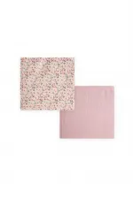 Double Muslin Mouth Cloth Set 25x25 cm Powder Pink with Floral Pattern