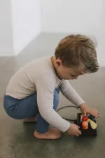 Basic Ribbed Bodysuit Set for 0-3 Years Old Light Beige