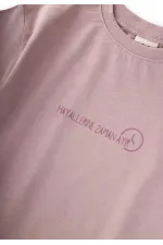 Slogan Baskılı T-Shirt 2-10 Yaş Leylak