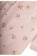 Ayaklı Kendinden Eldivenli Desenli Tulum 0-9 Ay Pudra Pembe