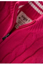 Saç Örgü Triko Hırka 2-11 Yaş Fuşya