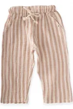 Müslin Pantolon 1-10 Yaş Kahve Çizgili