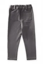 Pantalon en gabardine de lycra gris, 2-7 ans