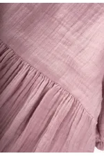 Organic Balon Kollu Müslin Elbise 2-10 Yaş Leylak