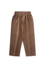 Kontrast Dikişli Keten Pantolon 2-7 Yaş Caramel