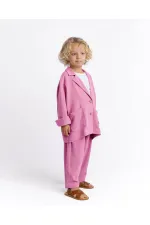 Keten Blazer Ceket 2-7 Yaş Pembe