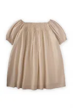 Sıra Lastikli Elbise 2-7 Yaş Ekru