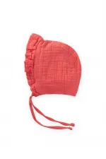Bonnet bébé musulman à nouer et à volants, corail, 0-2 ans