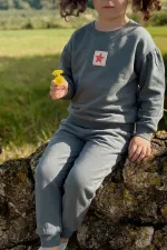 Ensemble sweat-shirt à étiquette détaillée pour enfants de 1 à 7 ans, vert