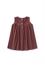 Kadife Jile Elbise 0-7 Yaş Bordo