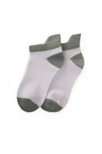 Burnu Topuğu Rekli Çocuk Patik Çorap 5-12 Yaş Çağla Yeşili