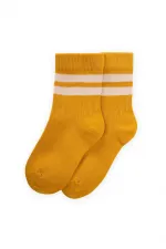 Ham Çizgili Soket 3-8 Yaş Hardal Sarı