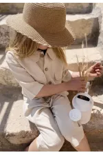 Sarh Keten Düğmeli Ceket 2-7 Yaş Naturel