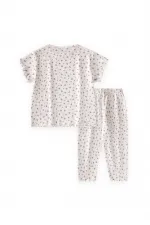 Desenli Pijama Takımı 1-8 Yaş Lila Çiçek Desen