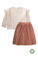 Organic Oversize Bohemian Blouse Long Skirt Suit 8-12 Years Natural