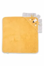 Aslan Figürlü Bebek Havlu 75x75 cm Hardal Sarı