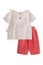 Crispy Flower Patterned Baby Set 0-3 Years Ecru