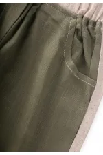Pantalon en lin bicolore kaki vert pour enfant de 2 à 7 ans