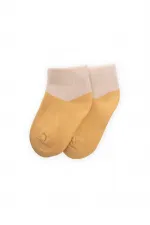 Chaussettes-chaussons bicolores pour bébé de 0 à 4 ans, jaune moutarde