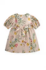 Robe en satin à motifs écru, 2-8 ans