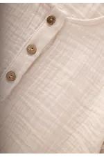 Ensemble short et manches courtes en mousseline écru, 2-7 ans