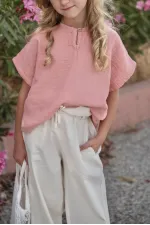 Ensemble pantalon large coupe oversize, 3-10 ans, rose pâle