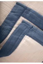 Couverture brute à quatre couches, passepoil épais, 85 x 90 pouces, indigo