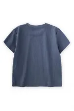 Basic Fitilli T-Shırt 1-5 Yaş Lacivert