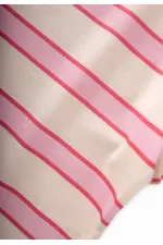 Çizgili Bağlamalı Kız T-Shırt 3-10 Yaş Pudra Geniş Çizgili