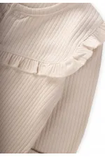 Robası Fırfırlı Ayaklı Fitilli Tulum 0-6 Ay Açık Bej