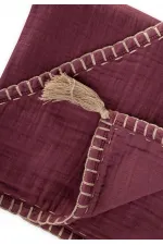 Serviette triangulaire en mousseline double épaisseur faite main (lavée) 75 x 75 cm prune