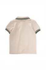 Polo à rayures doubles brodées, écru, 2-10 ans
