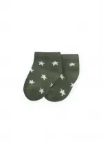 Star Patterned Baby Bootie Socks for 0-4 Years Khaki Green