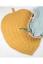 Tapis d'éveil bébé en mousseline 105 x 80 cm (lavé) moutarde