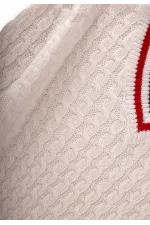 Saç Örgü V Yaka Kazak 2-9 Yaş Ekru