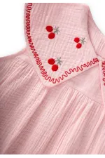 Müslin Nakışlı Elbise 2-5 Yaş Pembe