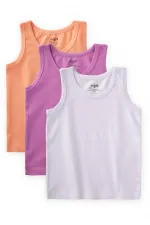 Triple Wide Strap Undershirt 2-9 Years Lilac White Salmon