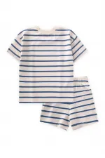Ensemble short rayé bleu indigo 1-7 ans