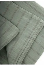 Couverture en mousseline de coton bio naturelle 90x100cm verte à double rayures