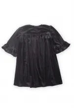 Kadife Robadan Elbise 2-7 Yaş Siyah