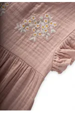 Barboteuse brodée de marguerites, 0-3 ans, rose poudré