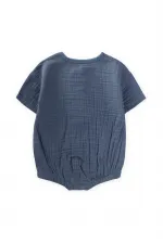 Organik Müslin Zıbın 0-3 Yaş İndigo Mavi