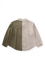 İki Renkli Keten Gömlek 2-7 Yaş Naturel-Haki