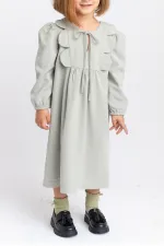 Papatya Tencel Elbise 2-7 Yaş Mint Yeşili