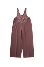 Roba Komple Nakışlı Keten Salopet 2-7 Yaş Mürdüm