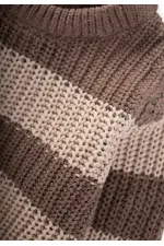 Pull rayé Selanik en maille, couleur vison, pour enfants de 2 à 8 ans