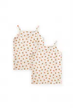 Two-Piece Strappy Girls' Tank Top, Ages 2-11, Orange Pattern